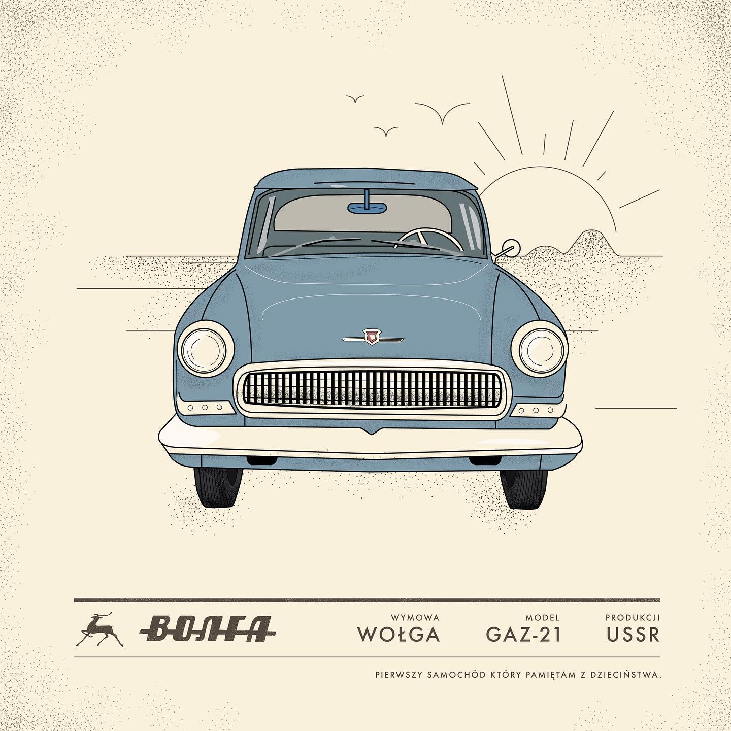 Volga GAZ-21 Car Illustration