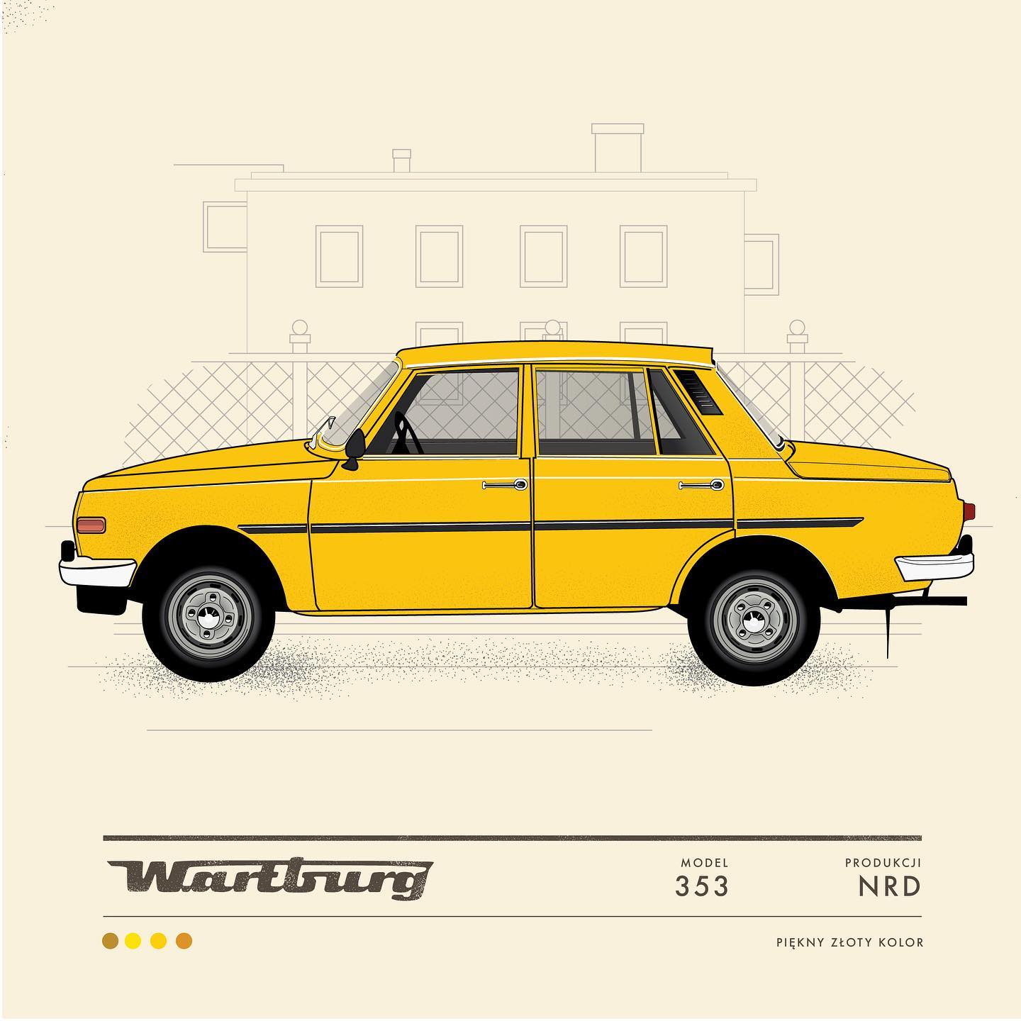 Wartburg 353 Car Illustration